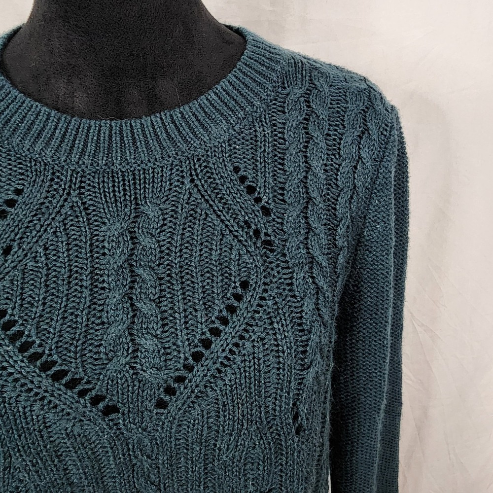 TAYLOR & SAGE Size Medium Open Cable Knit Lightweight Crew Neck Sweater Preppy - Picture 7 of 8